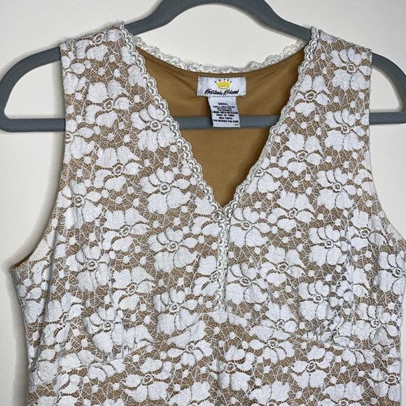 Kathleen Kirkwood Cream Beige Floral Lace Tank Top Cami Size Small - Picture 4 of 10